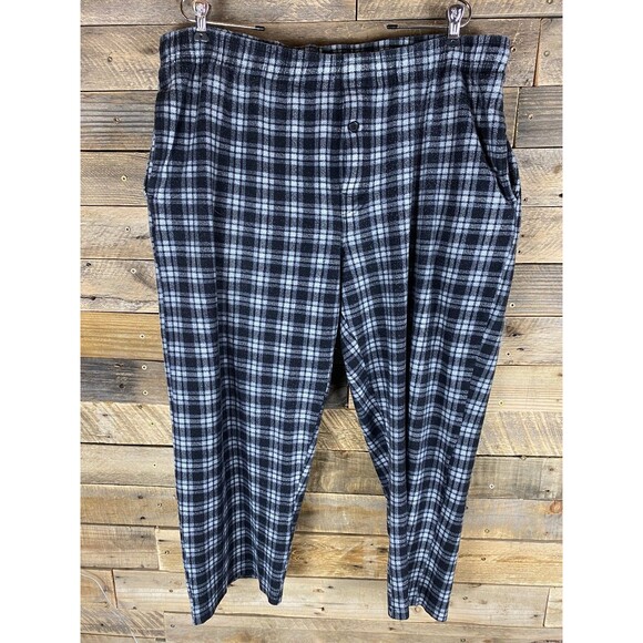 Fruit Of The Loom Men's Sleepwear Sz XL Pants Black Grey Plaid Polyester - Picture 1 of 10